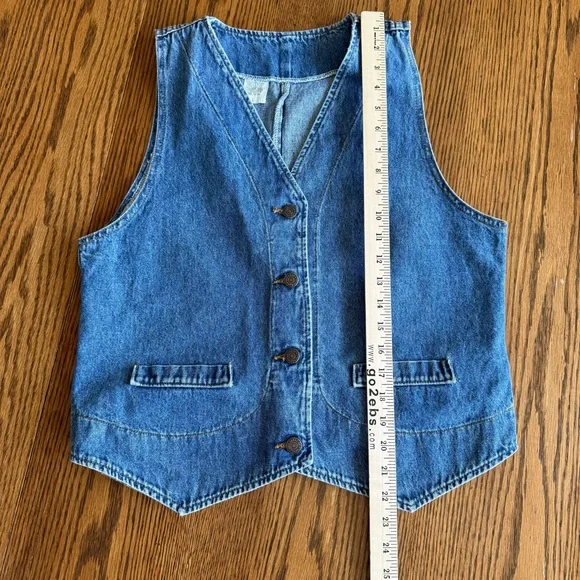 Vintage Lee Denim Vest Women’s Size L Western Coastal Cowgirl 90s Mom Made USA - Picture 7 of 8